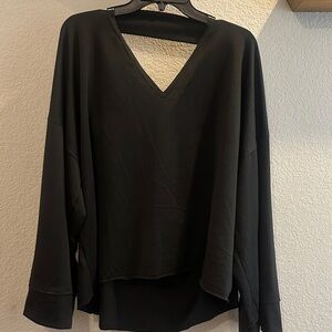 Three Bird Nest Black V-Neck Relaxed Sweatshirt